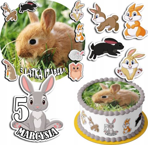ZESTAW OPŁATEK NA TORT 30CM + 17 POSTACI - KRÓLIK KRÓLIKI + IMIĘ 24CM 26CM ZESTAW OPŁATEK NA TORT 30CM + 17 POSTACI - KRÓLIK KRÓLIKI + IMIĘ 24CM 26CM
