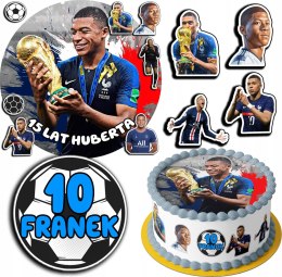 ZESTAW OPŁATEK NA TORT 30CM + 17 POSTACI - MBAPPE PIŁKA + IMIĘ 24CM 26CM