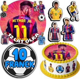 ZESTAW OPŁATEK NA TORT 30CM + 17 POSTACI - NEYMAR PIŁKA + IMIĘ 24CM 26CM