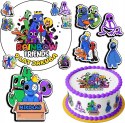 ZESTAW OPŁATEK NA TORT 30CM + 17 POSTACI - RAINBOW FRIENDS + IMIĘ 24CM 26CM