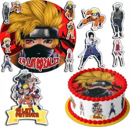 ZESTAW OPŁATEK NA TORT 30CM + 17 POSTACI - ANIME NARUTO + IMIĘ 24CM 26CM