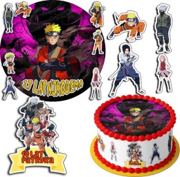ZESTAW OPŁATEK NA TORT 30CM + 17 POSTACI - ANIME NARUTO + IMIĘ 24CM 26CM