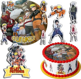 ZESTAW OPŁATEK NA TORT 30CM + 17 POSTACI - ANIME NARUTO + IMIĘ 24CM 26CM