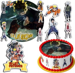 ZESTAW OPŁATEK NA TORT 30CM + 17 POSTACI - ANIME NARUTO + IMIĘ 24CM 26CM