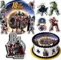 ZESTAW OPŁATEK NA TORT 30CM + 17 POSTACI - AVENGERS MARVEL + IMIĘ 24CM 26CM