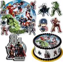 ZESTAW OPŁATEK NA TORT 30CM + 17 POSTACI - AVENGERS MARVEL + IMIĘ 24CM 26CM