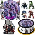 ZESTAW OPŁATEK NA TORT 30CM + 17 POSTACI - AVENGERS MARVEL + IMIĘ 24CM 26CM