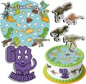 ZESTAW OPŁATEK NA TORT 30CM + 17 POSTACI - DINOZAUR + IMIĘ 24CM 26CM