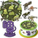 ZESTAW OPŁATEK NA TORT 30CM + 17 POSTACI - DINOZAUR + IMIĘ 24CM 26CM