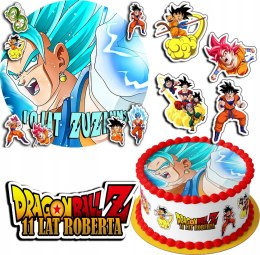 ZESTAW OPŁATEK NA TORT 30CM + 17 POSTACI - DRAGON BALL + IMIĘ 24CM 26CM