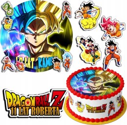 ZESTAW OPŁATEK NA TORT 30CM + 17 POSTACI - DRAGON BALL + IMIĘ 24CM 26CM