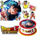 ZESTAW OPŁATEK NA TORT 30CM + 17 POSTACI - DRAGON BALL + IMIĘ 24CM 26CM