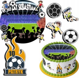 ZESTAW OPŁATEK NA TORT 30CM + 17 POSTACI - PIŁKA NOŻNA + IMIĘ 24CM 26CM