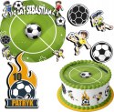 ZESTAW OPŁATEK NA TORT 30CM + 17 POSTACI - PIŁKA NOŻNA + IMIĘ 24CM 26CM