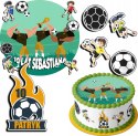 ZESTAW OPŁATEK NA TORT 30CM + 17 POSTACI - PIŁKA NOŻNA + IMIĘ 24CM 26CM