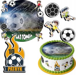 ZESTAW OPŁATEK NA TORT 30CM + 17 POSTACI - PIŁKA NOŻNA + IMIĘ 24CM 26CM