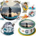 ZESTAW OPŁATEK NA TORT 30CM + 17 POSTACI - RYBY HOBBY + IMIĘ 24CM 26CM