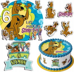 ZESTAW OPŁATEK NA TORT 30CM + 17 POSTACI - SCOOBY-DOO + IMIĘ 24CM 26CM