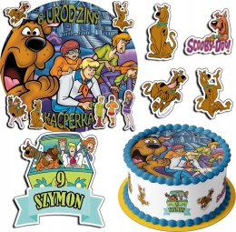 ZESTAW OPŁATEK NA TORT 30CM + 17 POSTACI - SCOOBY-DOO + IMIĘ 24CM 26CM