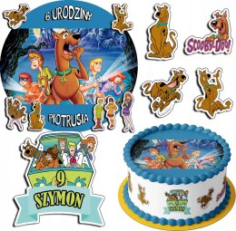 ZESTAW OPŁATEK NA TORT 30CM + 17 POSTACI - SCOOBY-DOO + IMIĘ 24CM 26CM