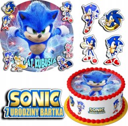 ZESTAW OPŁATEK NA TORT 30CM + 17 POSTACI - SONIC BAJKA + IMIĘ 24CM 26CM