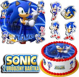 ZESTAW OPŁATEK NA TORT 30CM + 17 POSTACI - SONIC BAJKA + IMIĘ 24CM 26CM