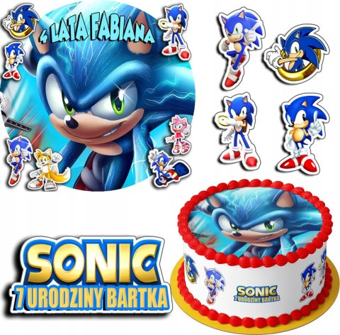 ZESTAW OPŁATEK NA TORT 30CM + 17 POSTACI - SONIC BAJKA + IMIĘ 24CM 26CM ZESTAW OPŁATEK NA TORT 30CM + 17 POSTACI - SONIC BAJKA + IMIĘ 24CM 26CM