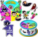 ZESTAW OPŁATEK NA TORT 30CM + 17 POSTACI - TEEN TITANS + IMIĘ 24CM 26CM