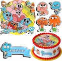 ZESTAW OPŁATEK NA TORT 30CM + 17 POSTACI - GU.MBALL BAJKA + IMIĘ 24CM 26CM