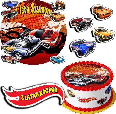 ZESTAW OPŁATEK NA TORT 30CM + 17 POSTACI - HOT WHEELS + IMIĘ 24CM 26CM ZESTAW OPŁATEK NA TORT 30CM + 17 POSTACI - HOT WHEELS + IMIĘ 24CM 26CM