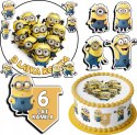 ZESTAW OPŁATEK NA TORT 30CM + 17 POSTACI - MINIONKI + IMIĘ 24CM 26CM