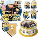 ZESTAW OPŁATEK NA TORT 30CM + 17 POSTACI - MINIONKI + IMIĘ 24CM 26CM