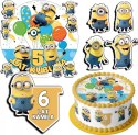 ZESTAW OPŁATEK NA TORT 30CM + 17 POSTACI - MINIONKI + IMIĘ 24CM 26CM
