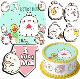 ZESTAW OPŁATEK NA TORT 30CM + 17 POSTACI - MOLANG + IMIĘ 24CM 26CM