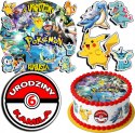 ZESTAW OPŁATEK NA TORT 30CM + 17 POSTACI - POKE.MON BAJKA + IMIĘ 24CM 26CM