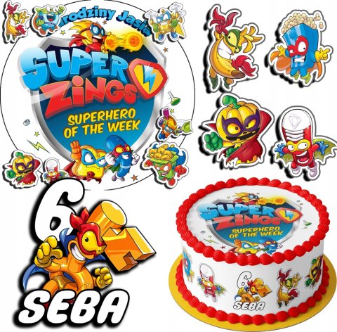 ZESTAW OPŁATEK NA TORT 30CM + 17 POSTACI - SUPER ZINGS + IMIĘ 24CM 26CM ZESTAW OPŁATEK NA TORT 30CM + 17 POSTACI - SUPER ZINGS + IMIĘ 24CM 26CM