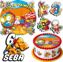 ZESTAW OPŁATEK NA TORT 30CM + 17 POSTACI - SUPER ZINGS + IMIĘ 24CM 26CM