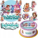 ZESTAW OPŁATEK NA TORT 30CM + 17 POSTACI - ENCHANTIMALS + IMIĘ 24CM 26