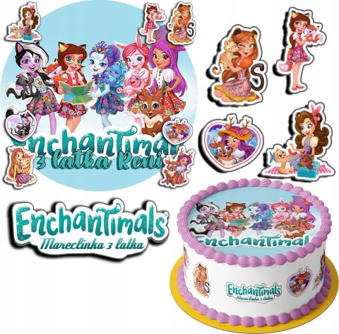 ZESTAW OPŁATEK NA TORT 30CM + 17 POSTACI - ENCHANTIMALS + IMIĘ 24CM 26 ZESTAW OPŁATEK NA TORT 30CM + 17 POSTACI - ENCHANTIMALS + IMIĘ 24CM 26