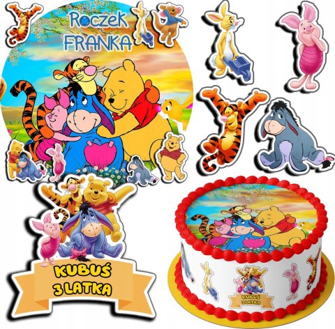 ZESTAW OPŁATEK NA TORT 30CM + 17 POSTACI - KUBUŚ PUCHATEK + IMIĘ 24CM 26CM ZESTAW OPŁATEK NA TORT 30CM + 17 POSTACI - KUBUŚ PUCHATEK + IMIĘ 24CM 26CM