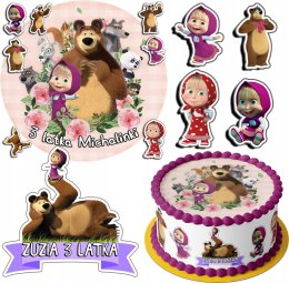 ZESTAW OPŁATEK NA TORT 30CM + 17 POSTACI - MASZA NIEDŹWIEDŹ + IMIĘ 24CM 26