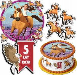 ZESTAW OPŁATEK NA TORT 30CM + 17 POSTACI - MUSTANG SPIRIT + IMIĘ 24CM 26CM
