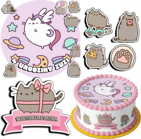 ZESTAW OPŁATEK NA TORT 30CM + 17 POSTACI - SŁODKI KOTEK KOT + IMIĘ 24CM 26 ZESTAW OPŁATEK NA TORT 30CM + 17 POSTACI - SŁODKI KOTEK KOT + IMIĘ 24CM 26