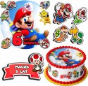 ZESTAW OPŁATEK NA TORT 30CM + 17 POSTACI - SUPER MARIO + IMIĘ 24CM 26CM
