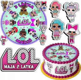 ZESTAW OPŁATEK NA TORT 30CM + 17 POSTACI - LO.L SURPRI.SE + IMIĘ 24CM 26 CM