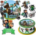 ZESTAW OPŁATEK NA TORT 30CM + 17 POSTACI - MINECRAFT + IMIĘ 24CM 26 CM