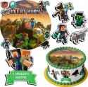 ZESTAW OPŁATEK NA TORT 30CM + 17 POSTACI - MINECRAFT + IMIĘ 24CM 26 CM