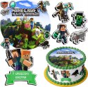 ZESTAW OPŁATEK NA TORT 30CM + 17 POSTACI - MINECRAFT + IMIĘ 24CM 26 CM