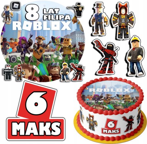 ZESTAW OPŁATEK NA TORT 30CM + 17 POSTACI - ROBLOX GRY + IMIĘ 24CM 26 CM ZESTAW OPŁATEK NA TORT 30CM + 17 POSTACI - ROBLOX GRY + IMIĘ 24CM 26 CM