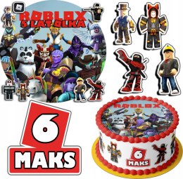 ZESTAW OPŁATEK NA TORT 30CM + 17 POSTACI - ROBLOX GRY + IMIĘ 24CM 26 CM